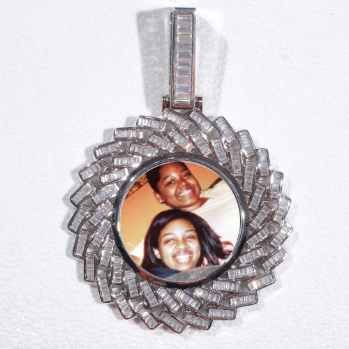 Large 3D Baguette Custom Picture Pendant