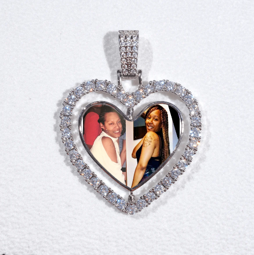 3D Spinning 2-Faced Heart Custom Picture Pendant