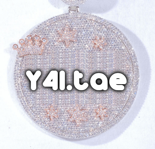 CUSTOM LETTER NECKLACE 3D BIG CROWN DISC