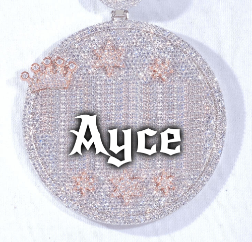 CUSTOM LETTER NECKLACE 3D BIG CROWN DISC