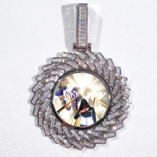Large 3D Baguette Custom Picture Pendant