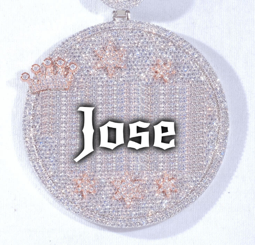 CUSTOM LETTER NECKLACE 3D BIG CROWN DISC