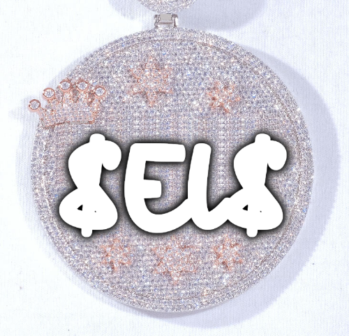 CUSTOM LETTER NECKLACE 3D BIG CROWN DISC