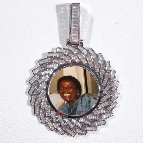 Large 3D Baguette Custom Picture Pendant