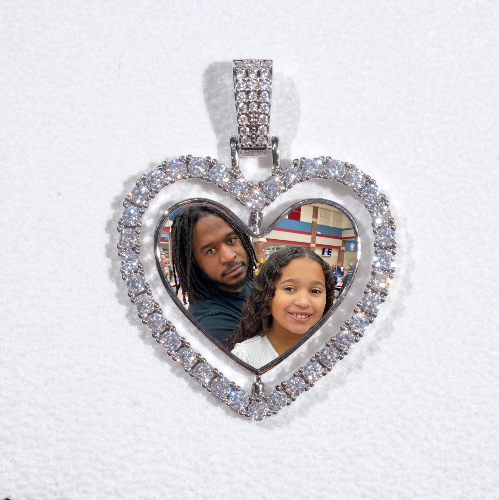 3D Spinning 2-Faced Heart Custom Picture Pendant