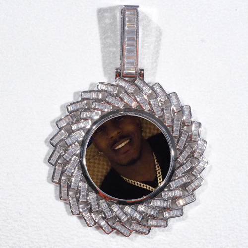 Large 3D Baguette Custom Picture Pendant