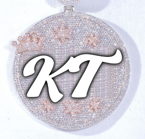 CUSTOM LETTER NECKLACE 3D BIG CROWN DISC