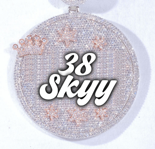 CUSTOM LETTER NECKLACE 3D BIG CROWN DISC