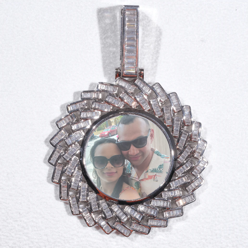Large 3D Baguette Custom Picture Pendant