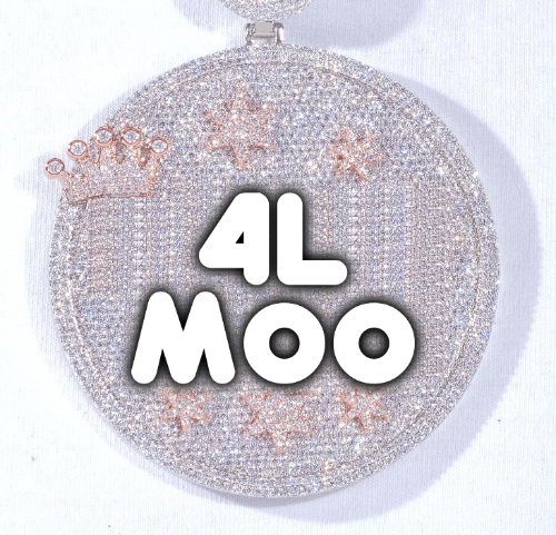 CUSTOM LETTER NECKLACE 3D BIG CROWN DISC