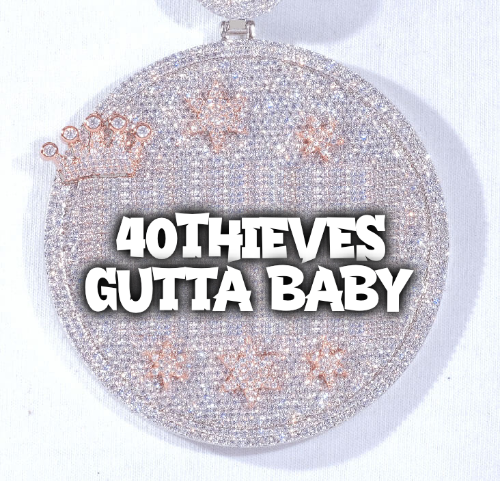 CUSTOM LETTER NECKLACE 3D BIG CROWN DISC