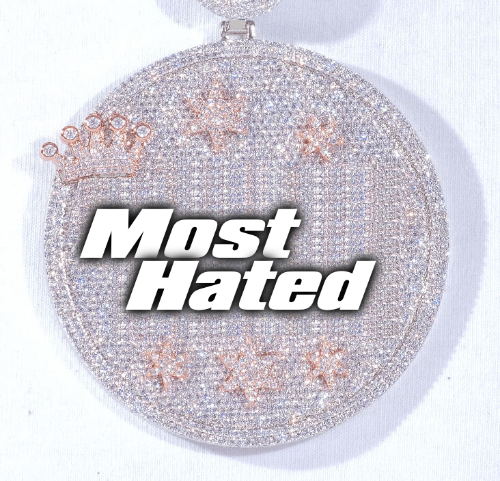 CUSTOM LETTER NECKLACE 3D BIG CROWN DISC