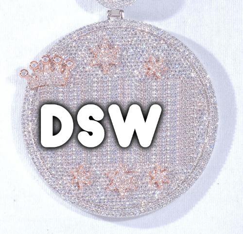 CUSTOM LETTER NECKLACE 3D BIG CROWN DISC