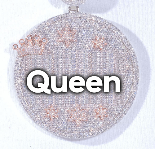 CUSTOM LETTER NECKLACE 3D BIG CROWN DISC