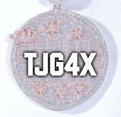 CUSTOM LETTER NECKLACE 3D BIG CROWN DISC