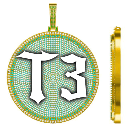 CUSTOM LETTER NECKLACE 3D BIG DISC