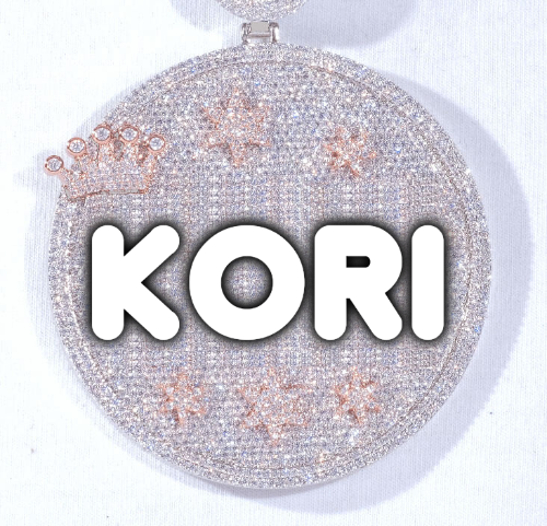 CUSTOM LETTER NECKLACE 3D BIG CROWN DISC