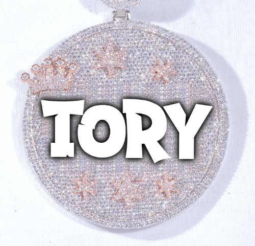 CUSTOM LETTER NECKLACE 3D BIG CROWN DISC