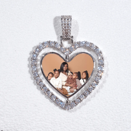 3D Spinning 2-Faced Heart Custom Picture Pendant