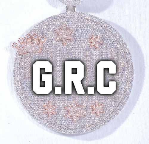 CUSTOM LETTER NECKLACE 3D BIG CROWN DISC