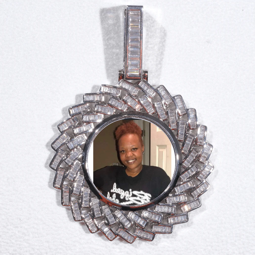 Large 3D Baguette Custom Picture Pendant