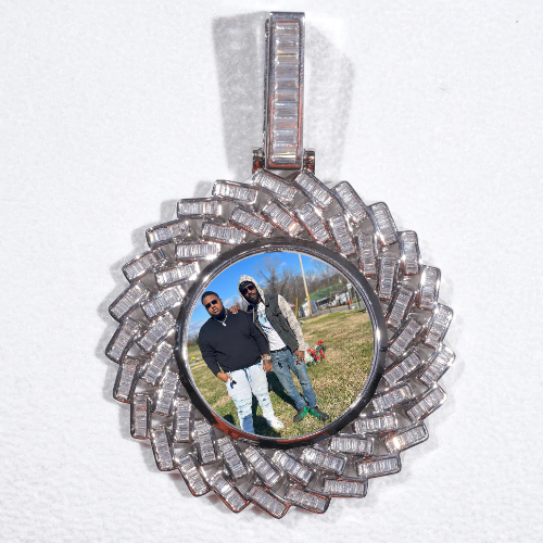 Large 3D Baguette Custom Picture Pendant
