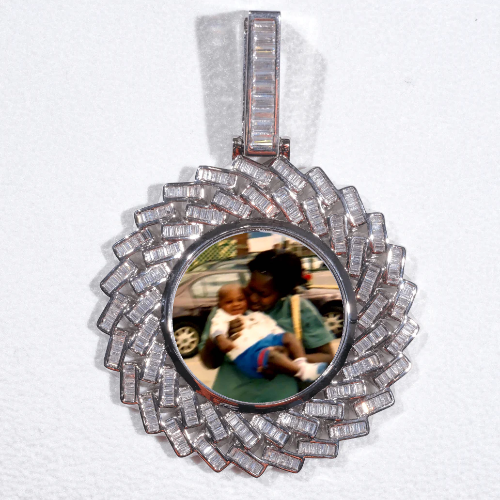 Large 3D Baguette Custom Picture Pendant