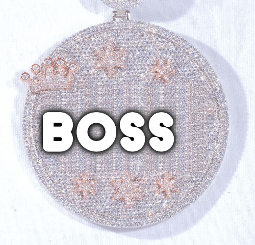 CUSTOM LETTER NECKLACE 3D BIG CROWN DISC