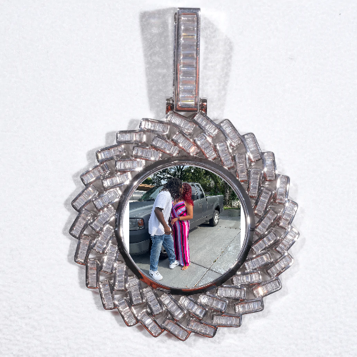 Large 3D Baguette Custom Picture Pendant