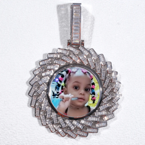 Large 3D Baguette Custom Picture Pendant