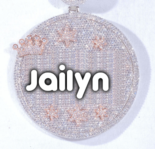 CUSTOM LETTER NECKLACE 3D BIG CROWN DISC