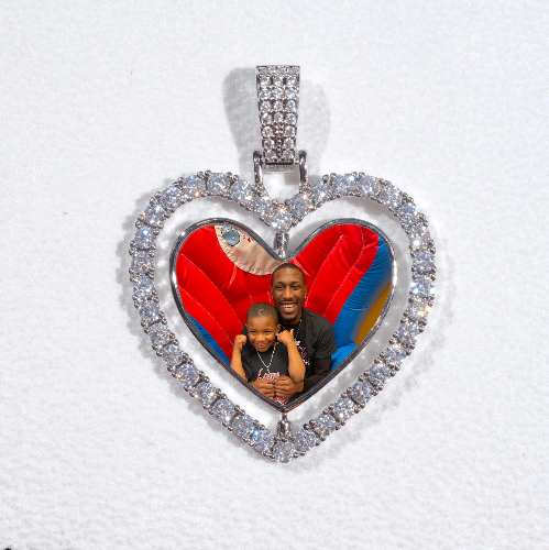 3D Spinning 2-Faced Heart Custom Picture Pendant