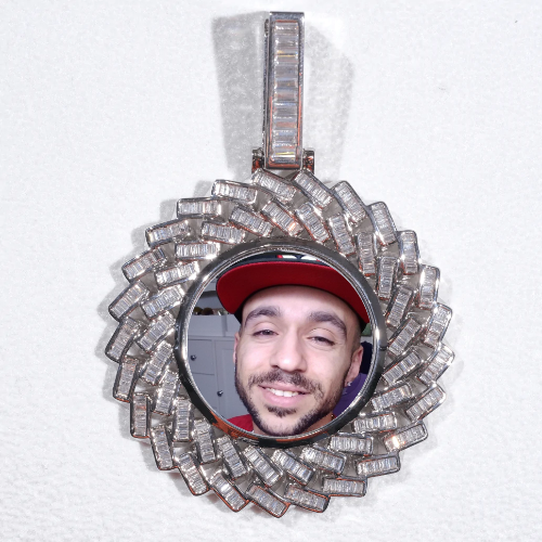 Large 3D Baguette Custom Picture Pendant