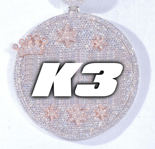 CUSTOM LETTER NECKLACE 3D BIG CROWN DISC