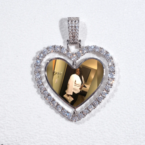 3D Spinning 2-Faced Heart Custom Picture Pendant