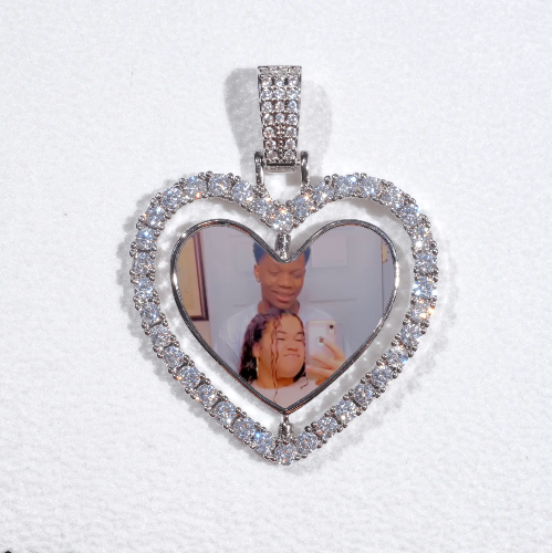 3D Spinning 2-Faced Heart Custom Picture Pendant