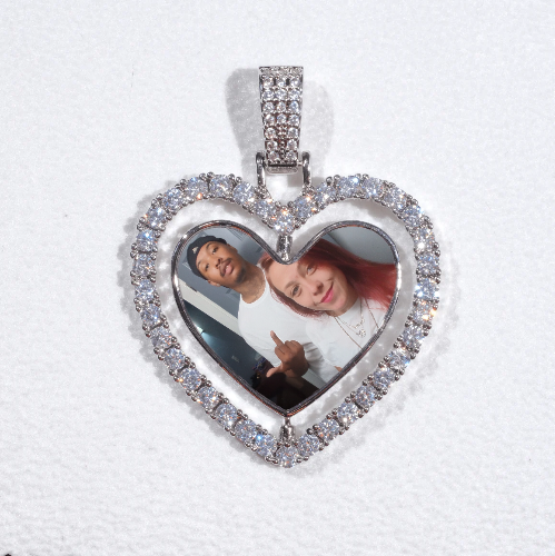 3D Spinning 2-Faced Heart Custom Picture Pendant