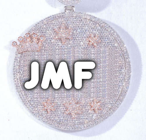 CUSTOM LETTER NECKLACE 3D BIG CROWN DISC