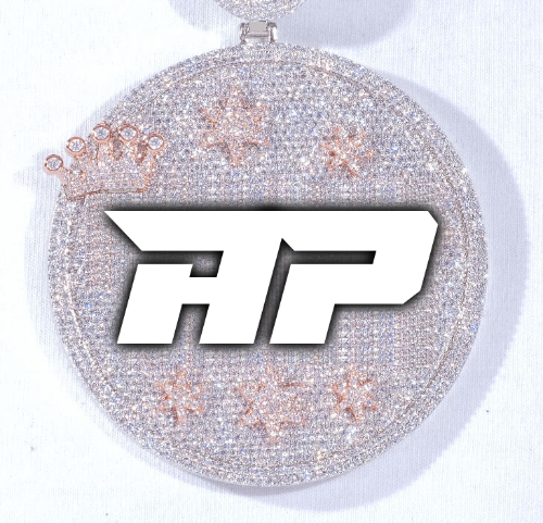 CUSTOM LETTER NECKLACE 3D BIG CROWN DISC