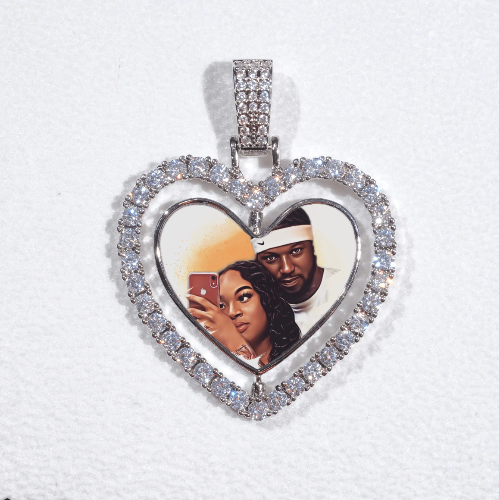 3D Spinning 2-Faced Heart Custom Picture Pendant