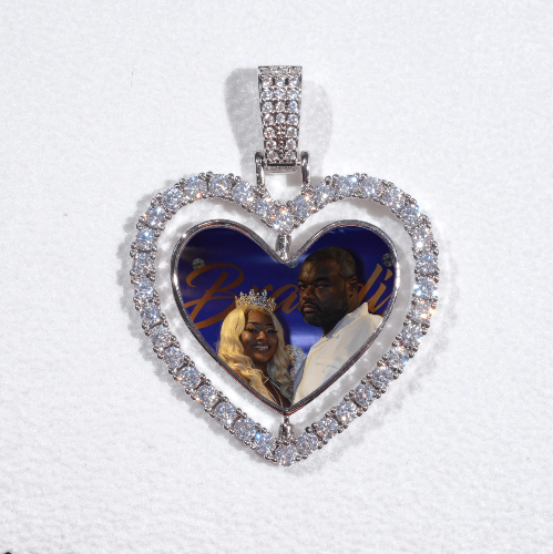 3D Spinning 2-Faced Heart Custom Picture Pendant