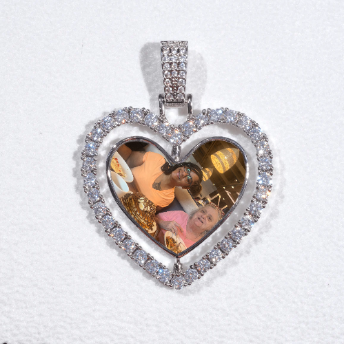3D Spinning 2-Faced Heart Custom Picture Pendant