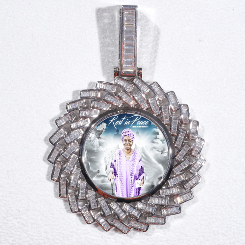 Large 3D Baguette Custom Picture Pendant