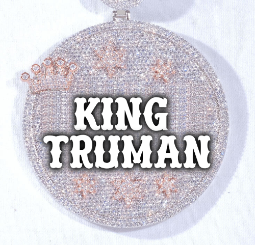 CUSTOM LETTER NECKLACE 3D BIG CROWN DISC