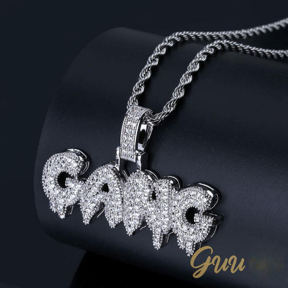 Iced Gold-Plated Letter GANG Pendant