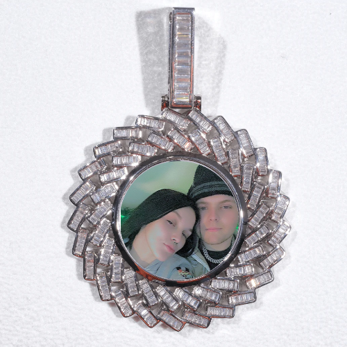 Large 3D Baguette Custom Picture Pendant