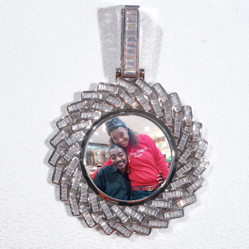 Large 3D Baguette Custom Picture Pendant