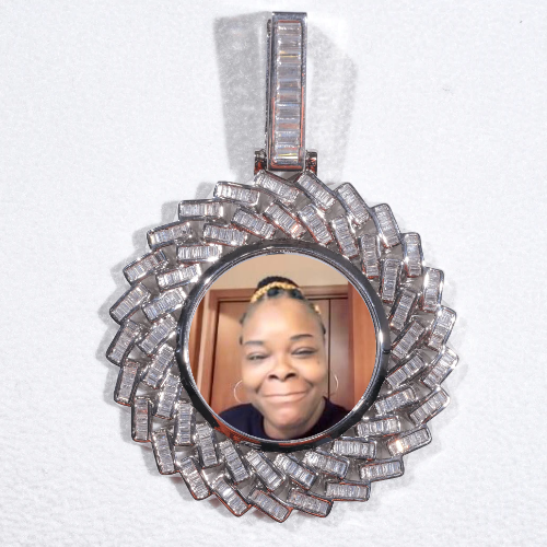 Large 3D Baguette Custom Picture Pendant
