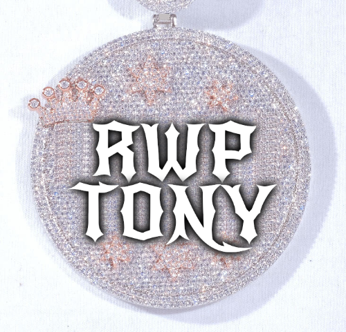 CUSTOM LETTER NECKLACE 3D BIG CROWN DISC