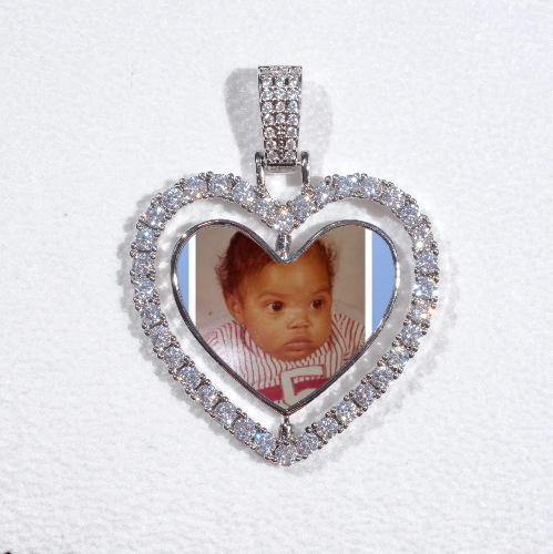 3D Spinning 2-Faced Heart Custom Picture Pendant